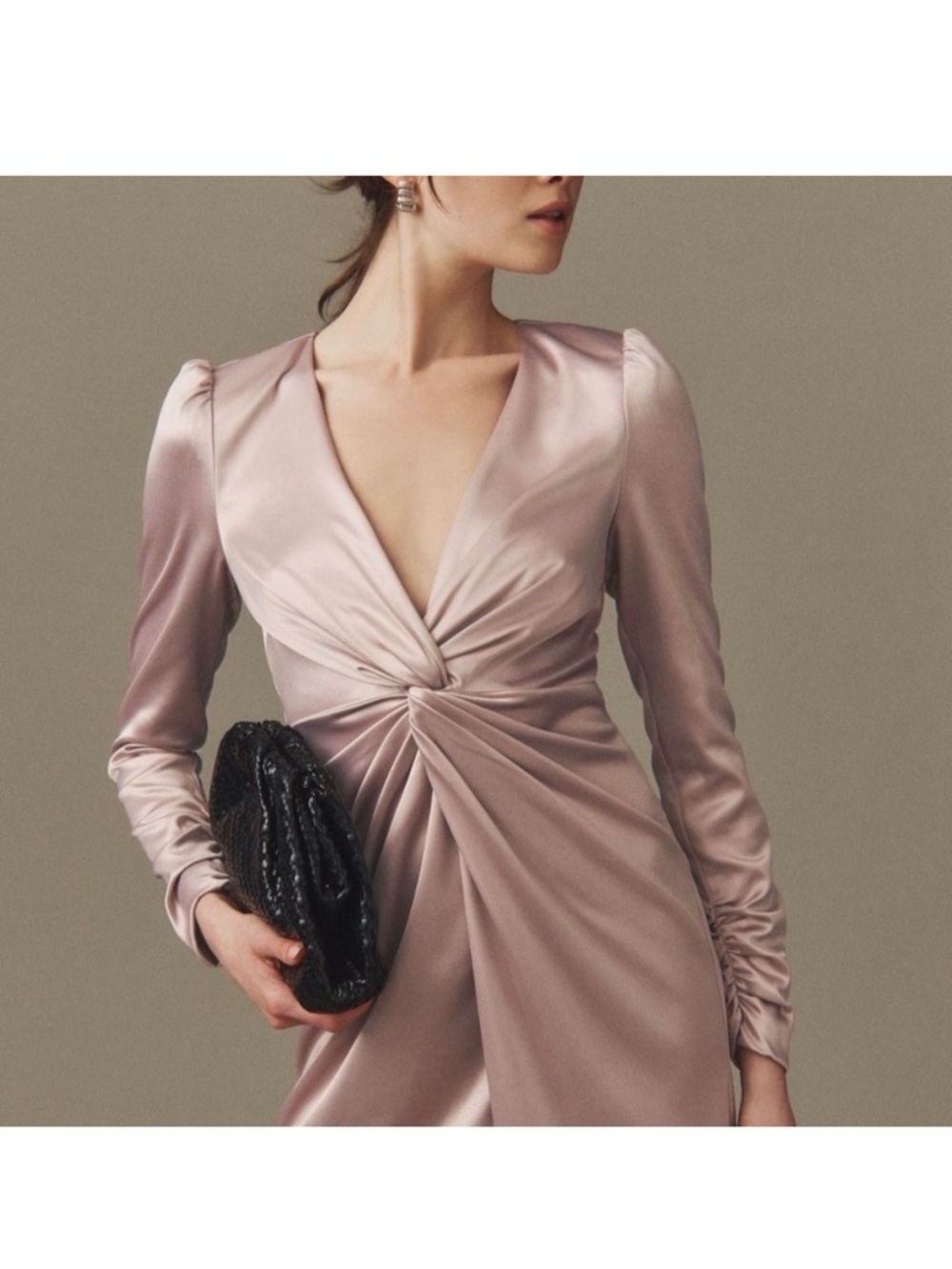 NWT BHLDN Sabrina Stretch Satin Long Sleeve Dress